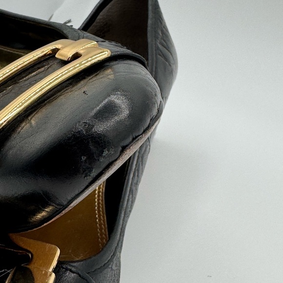 Enzo Angiolini size 8.5 Black Leather Women's Shoes with Gold Accents - Picture 6 of 11